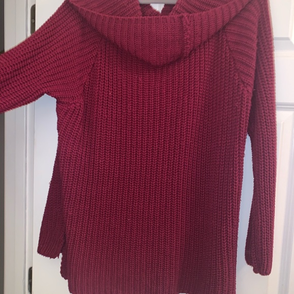 Express Magenta big neck sweater - Picture 3 of 5